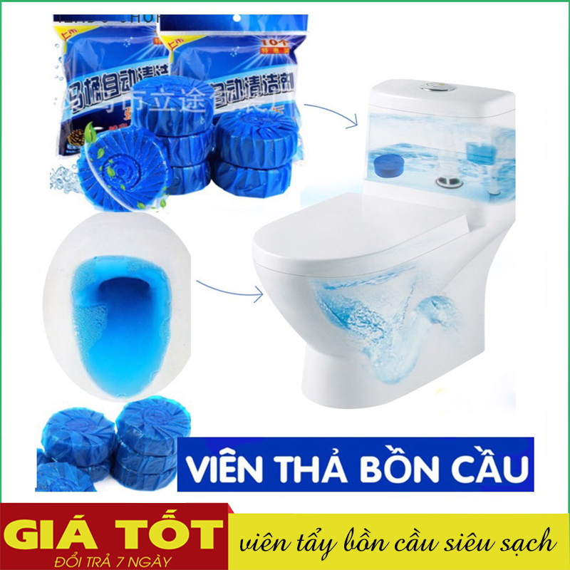 Túi 10 viên tẩy bồn cầu loại bỏ vi khuẩn, mùi hôi (Xanh) TBC