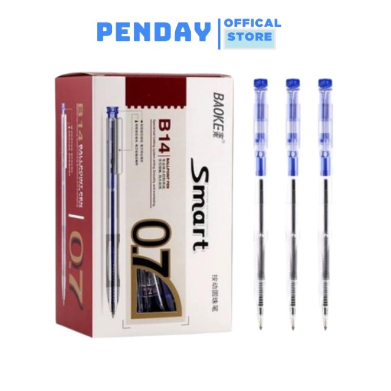 Bút bi xanh baoke b14 đầu bấm ngòi 0,7mm - bút bi mực xanh cao cấp văn phòng phẩm - miyabi store