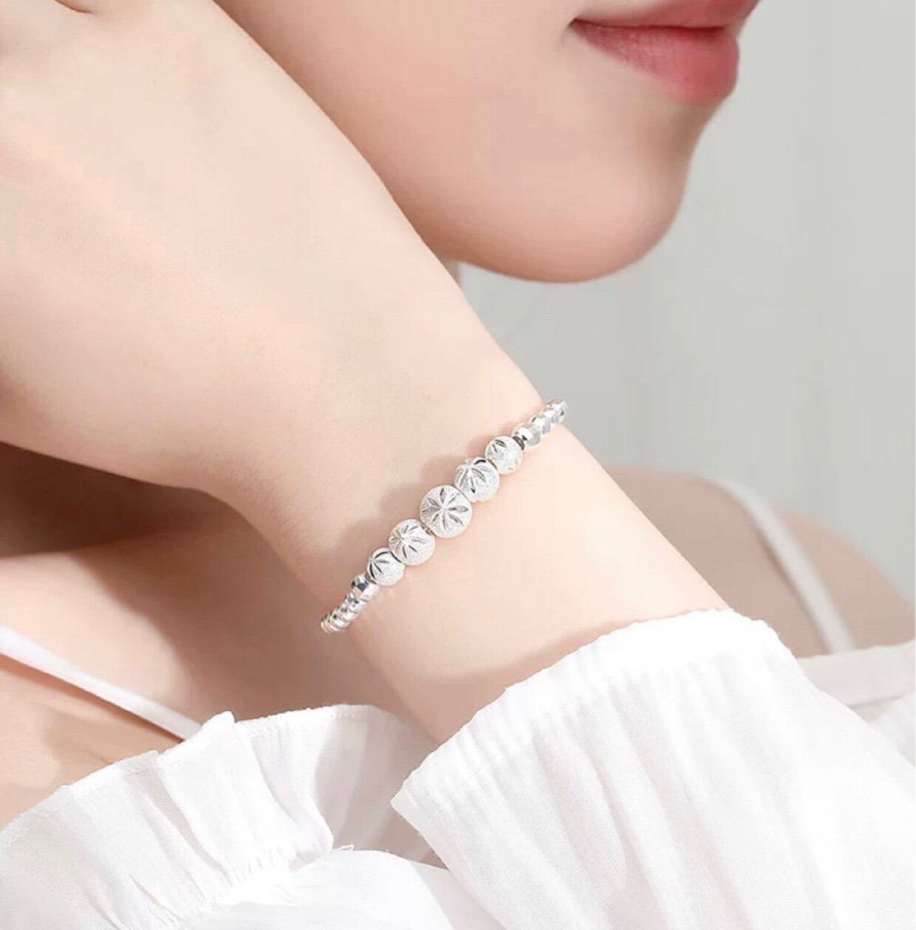 Vòng Tay, Lắc Tay Nữ Bạc 925 Họa Tiết Bi Phay Cát 3D BẠC HIỂU MINH LTU213