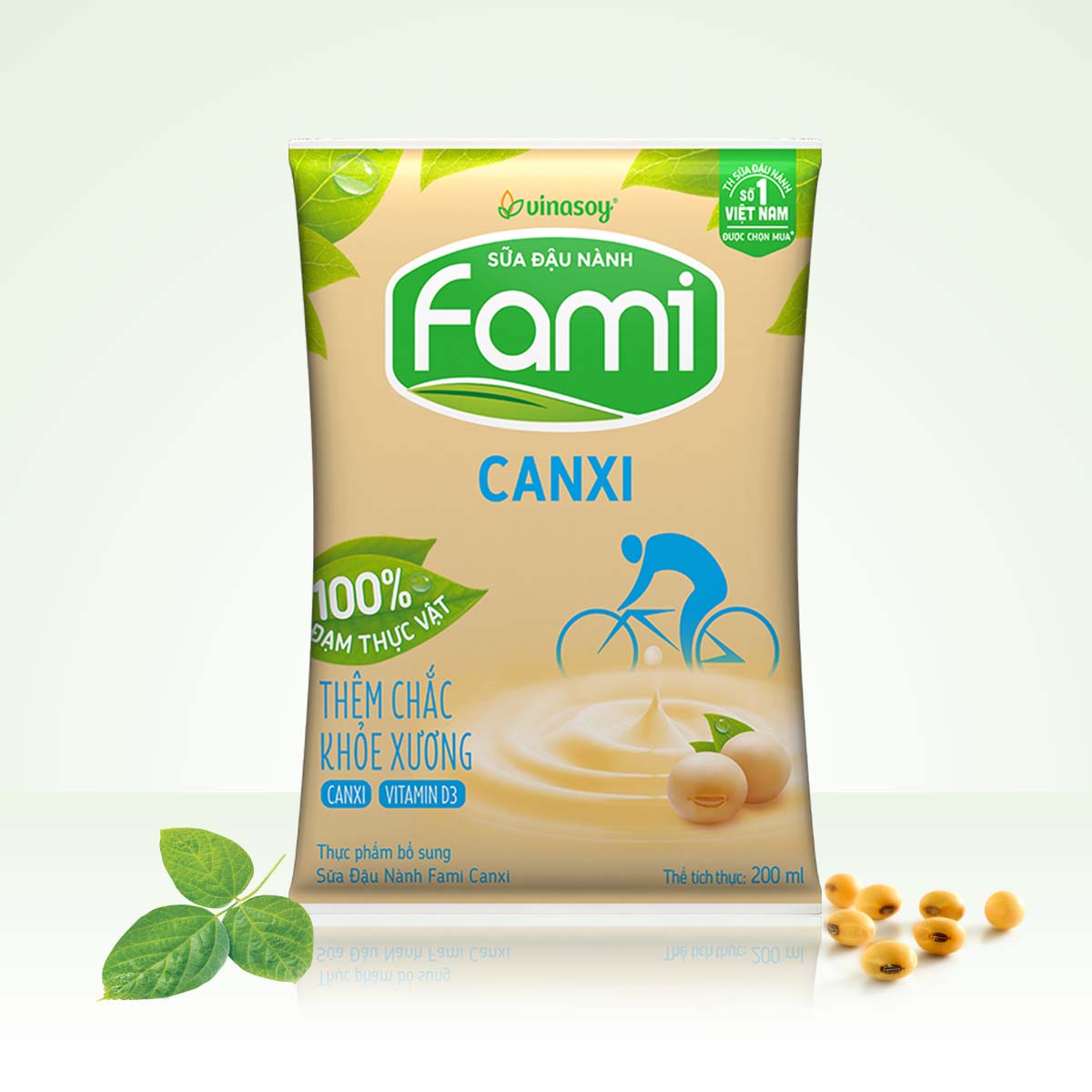 Thùng sữa đậu nành Fami Canxi có đường (40 bịch x 200ml)