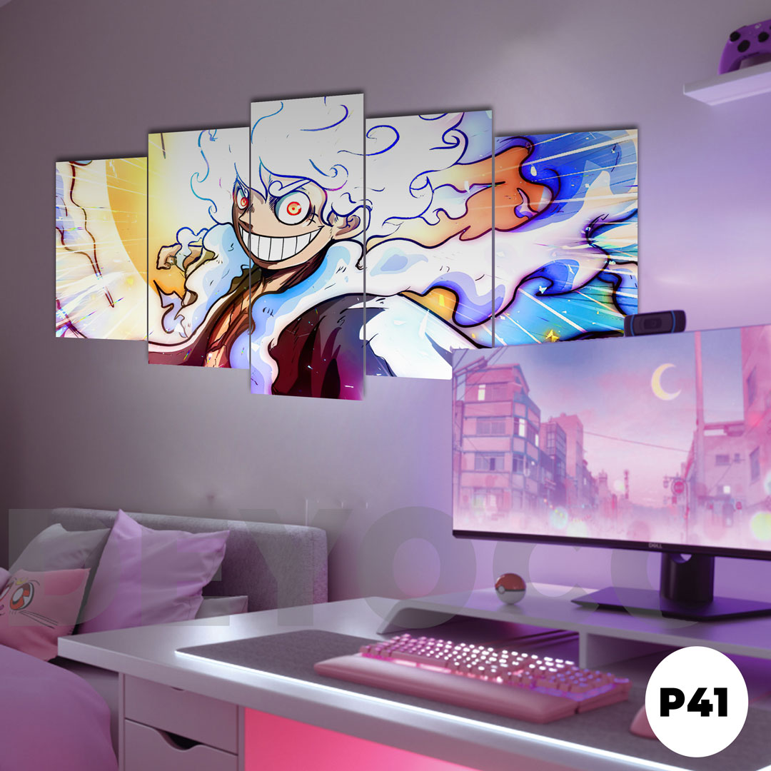 Tranh one piece, tranh dán tường 5 tấm luffy