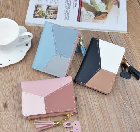 Ví bóp nữ cầm tay mini ngắn phối 3 màu