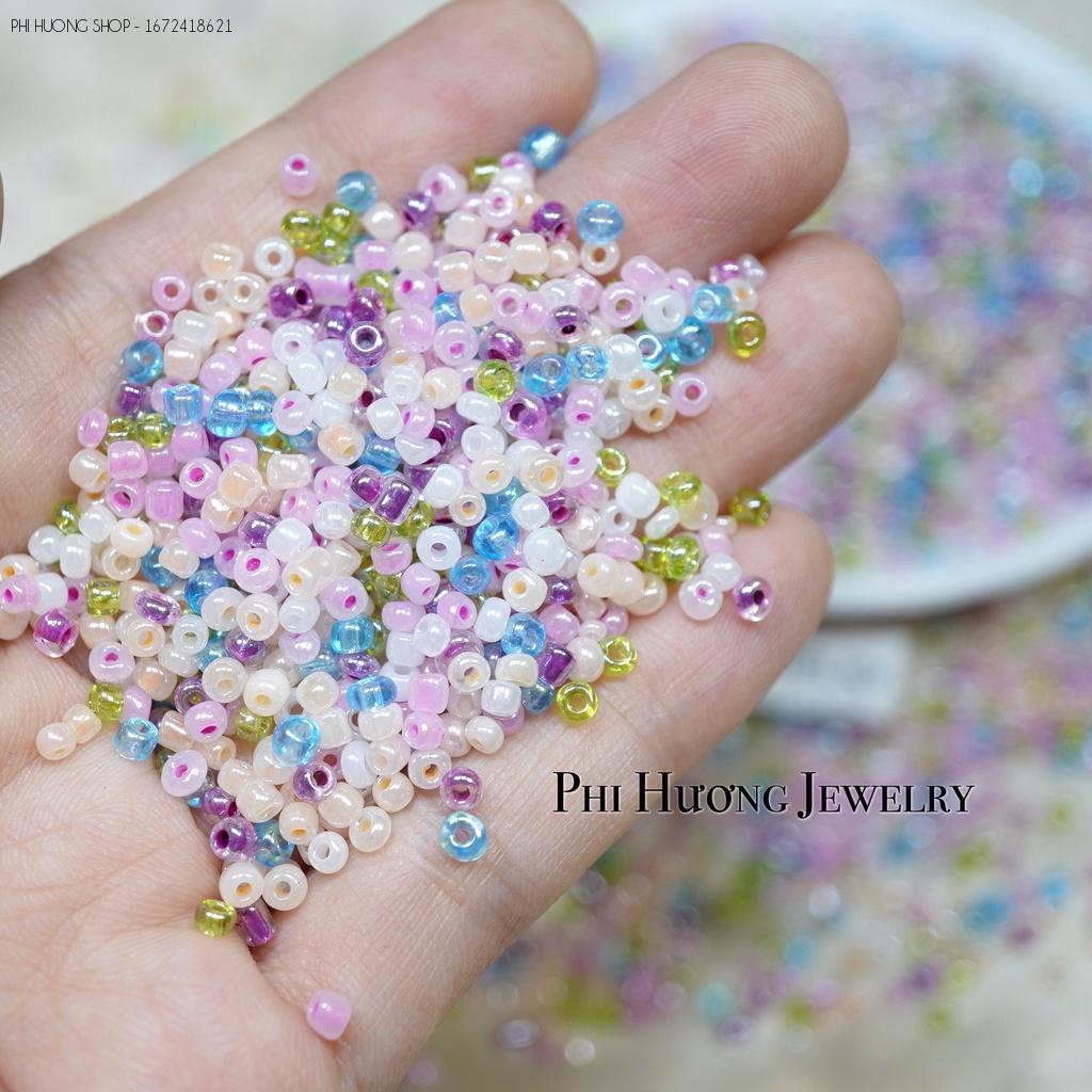 Gói 25g - 50g hạt cườm tấm 3mm màu pastel đính kết quần áo