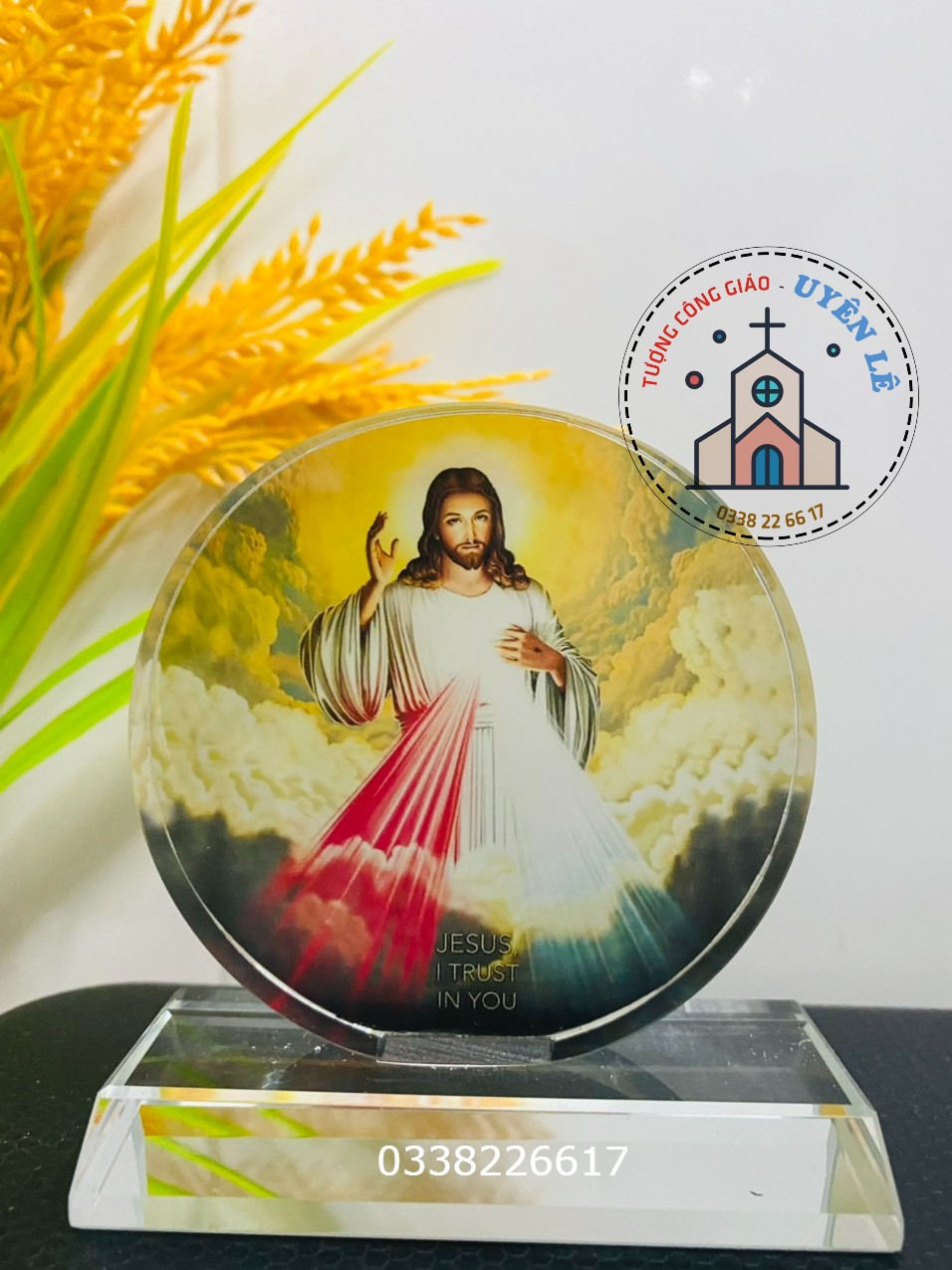 Tượng công giáo tượng pha lê tròn màu