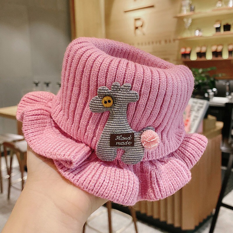 Khăn len cổ nhún dạng ống hình hươu