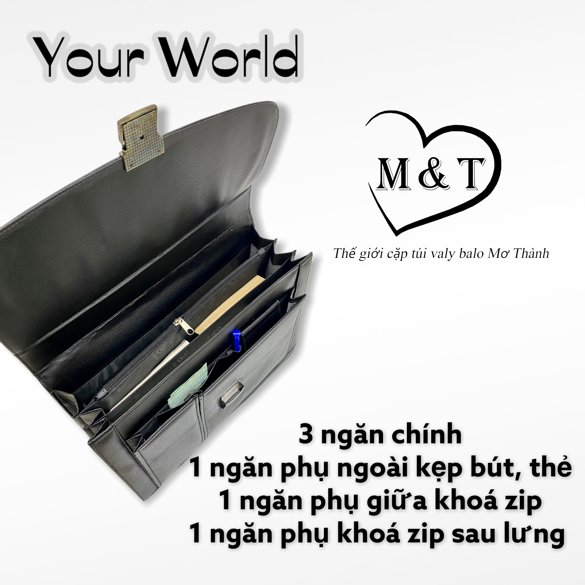 CẶP DA NAM CÔNG SỞ TAY BỌC HỘP LỆCH VINADA