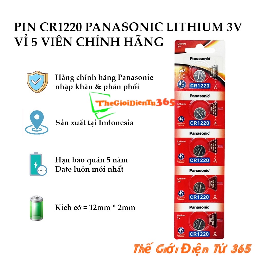 PIN CR1220 PANASONIC 3V LITHIUM CHÍNH HÃNG