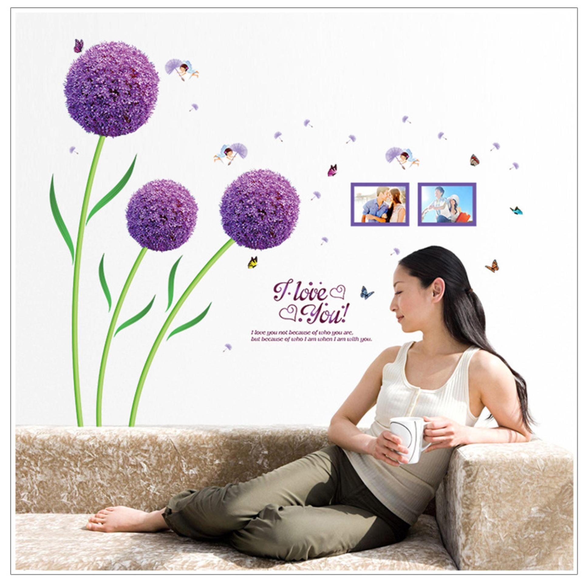 [HCM]Decal dán tường Hoa cẩm tú cầu tím DH018 (156 x 166 cm)