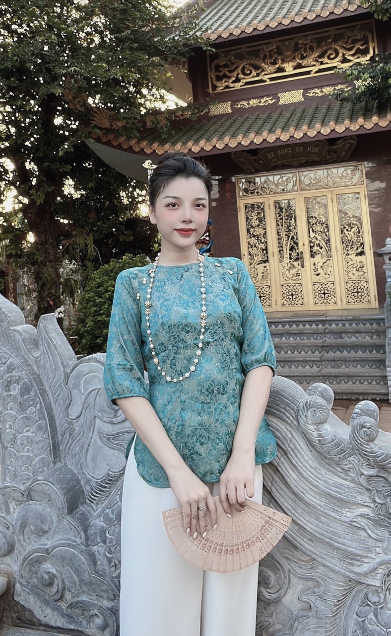 Đồ Lam Đi Chùa # Mẫu Cúc Ngọc Lụa Gấm # Quần Áo Nữ