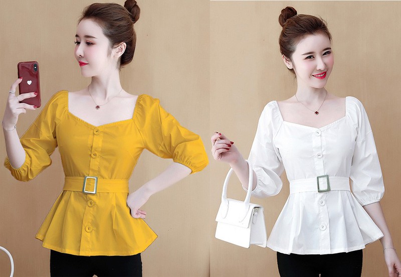 ÁO KÈM BELT NANA CỔ VUÔNG