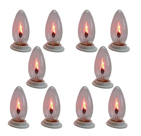 Bộ 10 bóng đèn LED E12 - 3W mô phỏng ngọn lửa