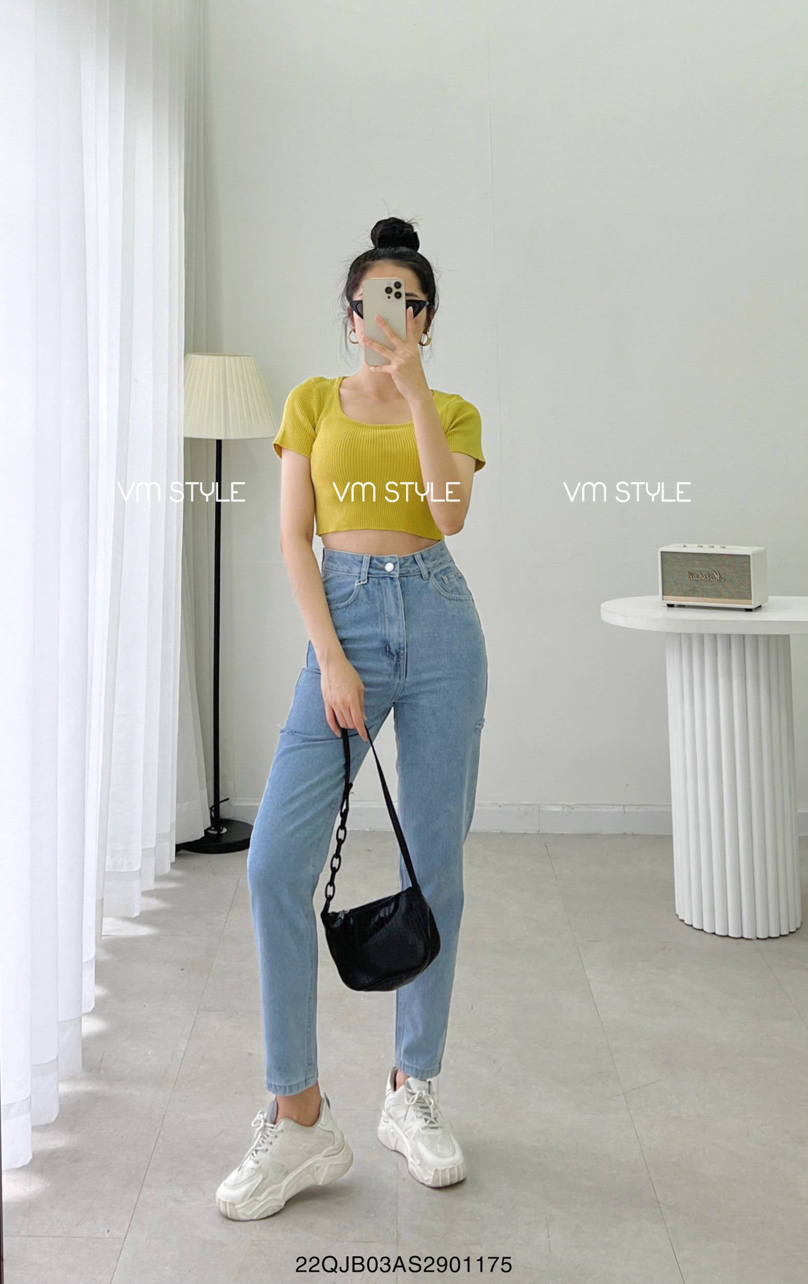 Quần Jean Baggy Nữ Lưng Cao VM STYLE QJB00012 Thiết Kế Rách Bên Lua Tua N112 Nổi Bật, Tôn Dáng Phù Hợp Đi Học, Đi Chơi