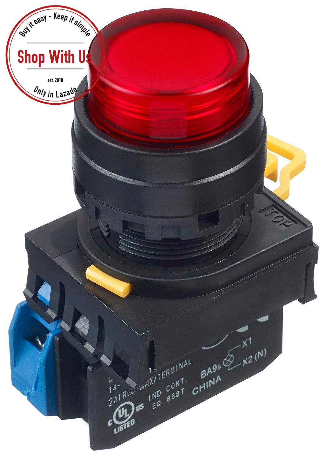 Nút ấn có đèn IDEC - YW1LM2E10QM3 - Nhấn nhả_220V_1NO/NC_22mm