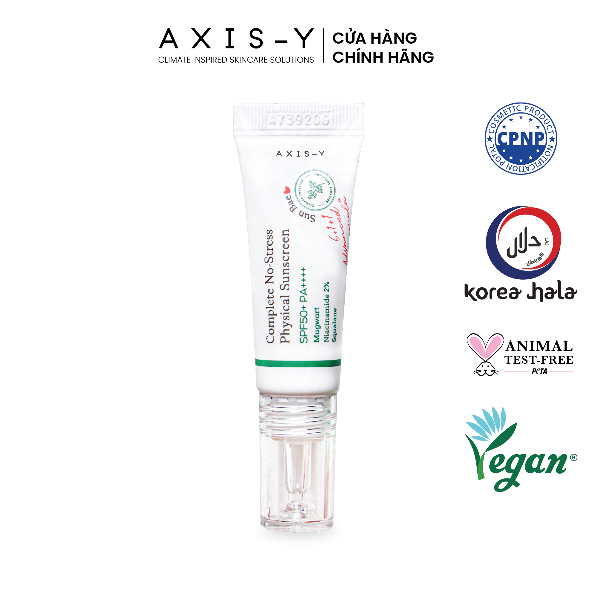 (Date T5/2024) AXIS-Y Kem chống nắng Complete No-Stress Physical Sunscreen 10ml
