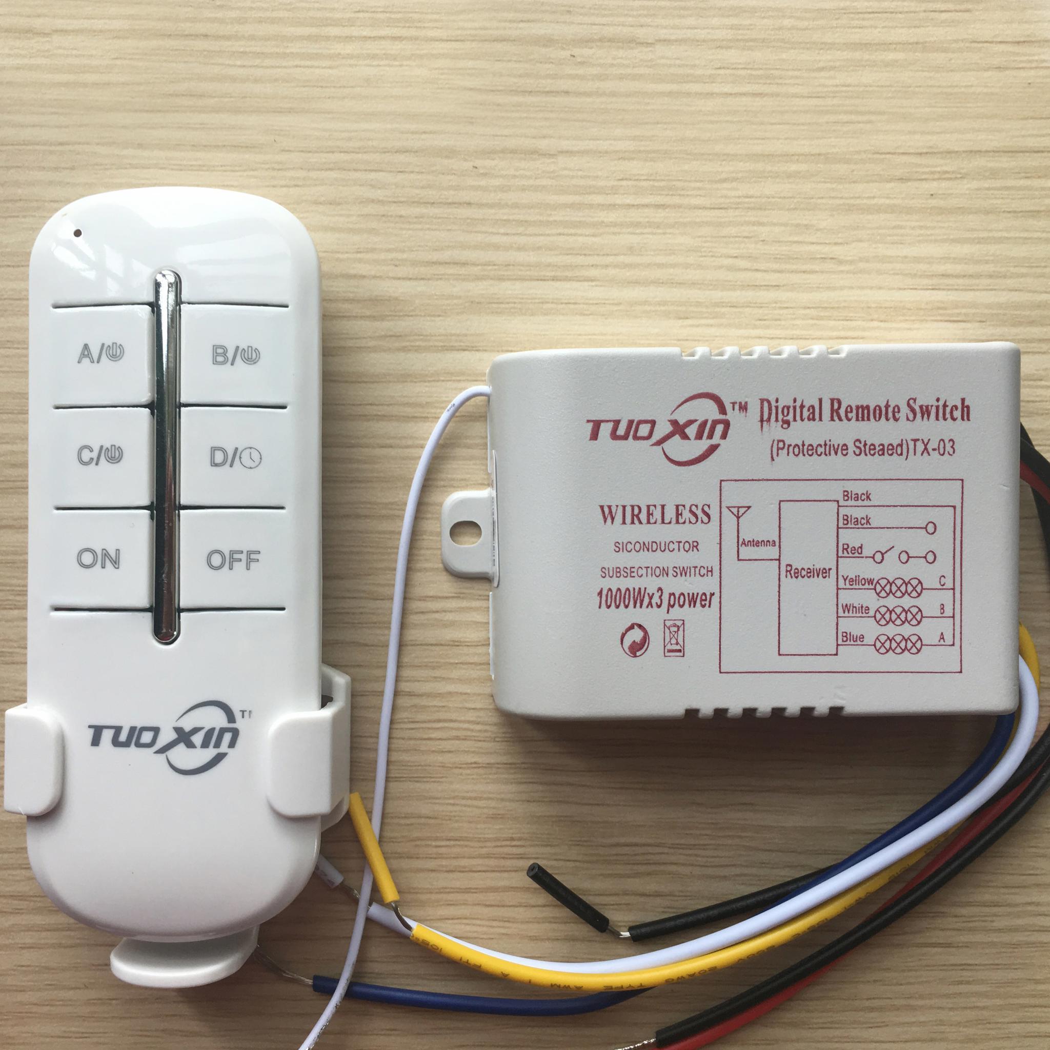 Công tắc điều khiển từ xa 4 cổng độc lập - LOẠI TỐT TUOXIN , rf 4 cổng, cong tac dien thong minh,cong tac wifi, cong tac hen gio