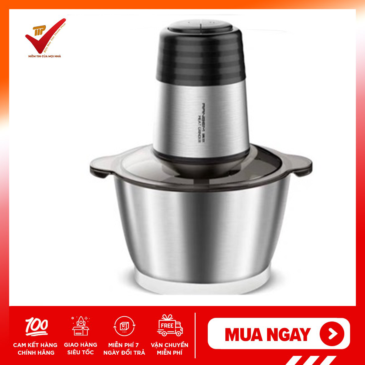[Voucher 7% Max 800K] [XAY THỊT CỐI INOX] Máy xay thịt đa năng Ranbem Model - 224A 300W, cối inox, bảo hành 12 tháng, địa chỉ mua hàng uy tín hà nội