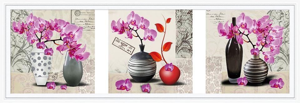 Tranh đính đá cao cấp Venus Vũ khúc Hoa lan tím -KT: 142x50Cm