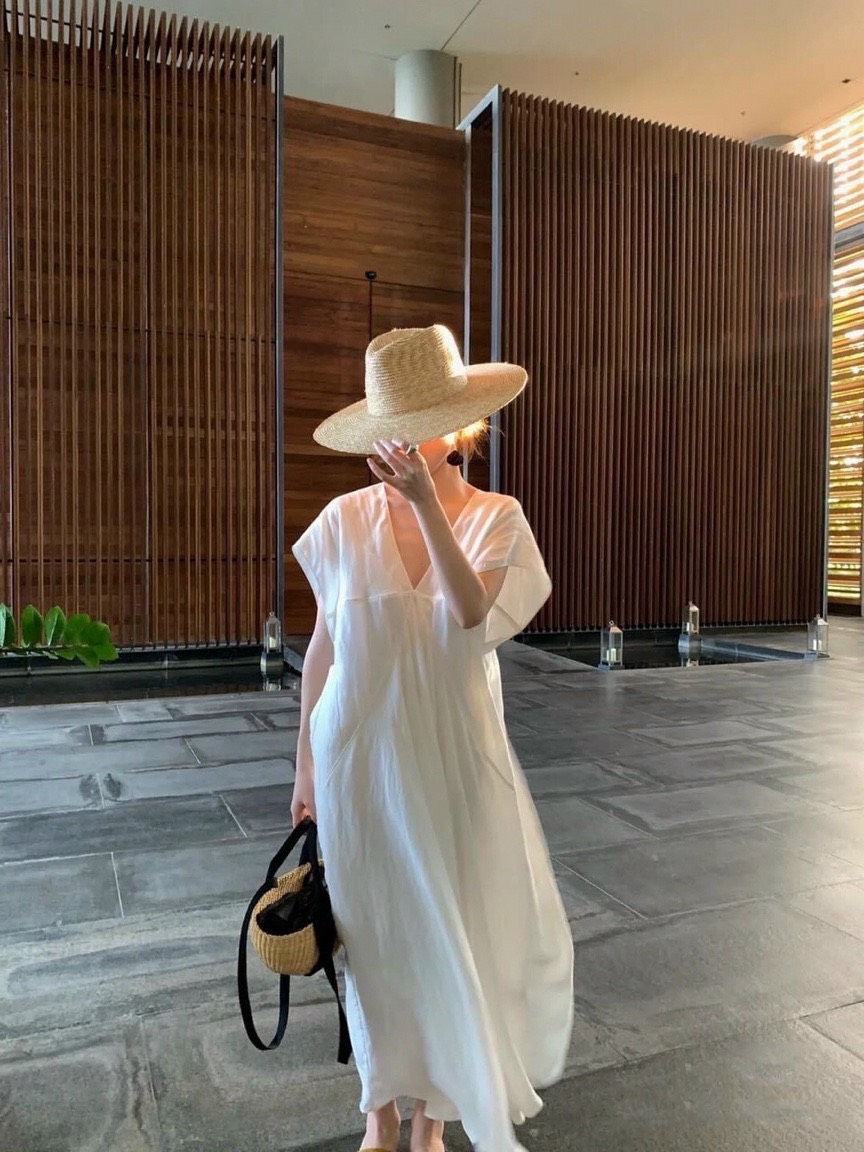[Ảnh thật] Đầm maxi oversize cổ V tay cánh dơi