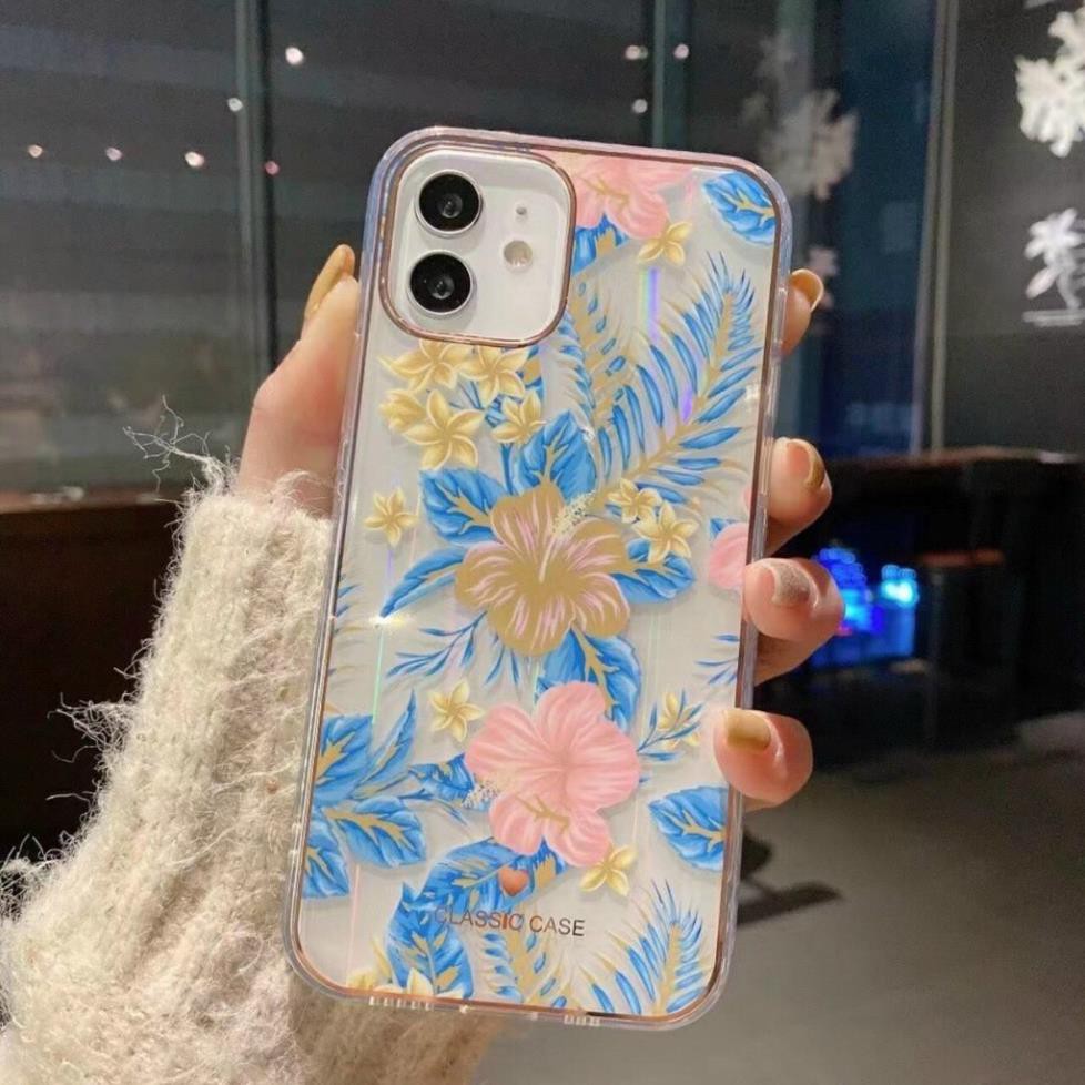 Ốp lưng in hình hoa tranh vẽ sơn dầu nhũ cầu vồng cho iPhone 12, 12 Pro Max, 11, 11 Pro Max, Xs Max, XR, 7 Plus, 8 Plus