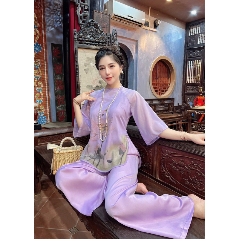 Đồ lam,Bộ lụa nữ,Pháp phục phật tử,Quần áo đi chùa