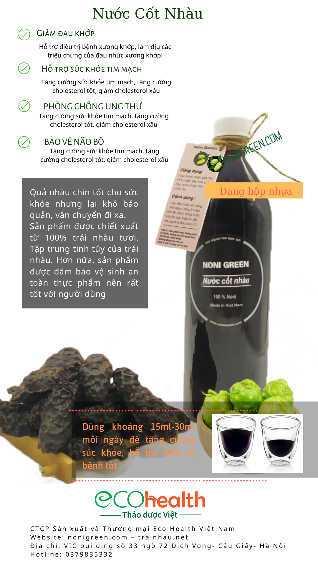 Nước cốt nhàu Noni Green chai 1l