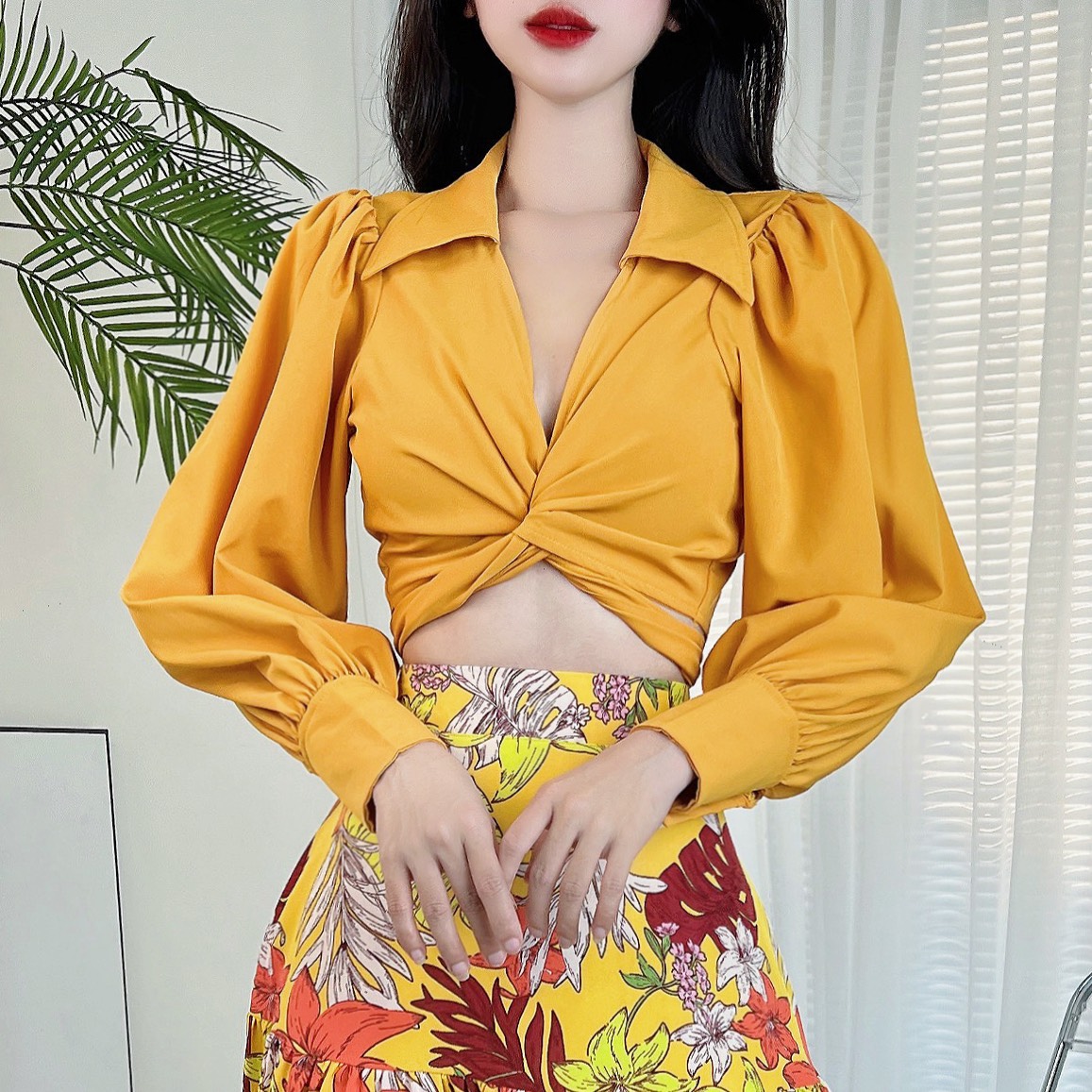 Áo sơ mi đắp chéo MIMIX đa phong cách BF2110
