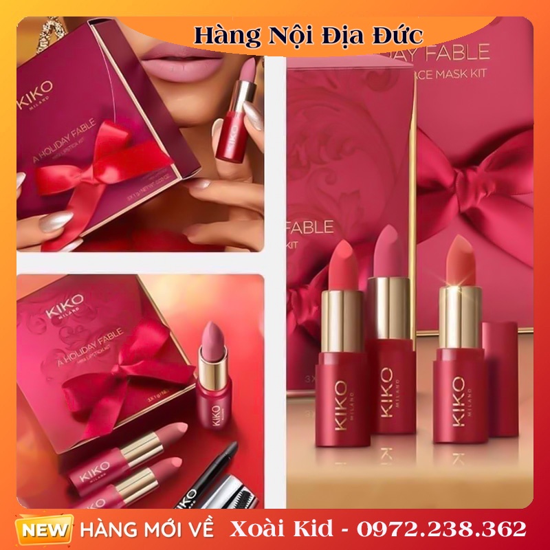 Set Son Kiko Holiday 3 cây mini 2021 [ Nội địa Đức Đủ Bill]