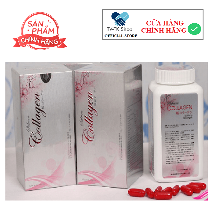 Bộ 2 Hộp Viên Uống Trắng Da Mờ Nám Collagen Sakura Giảm Nấp Nhăn Đến Từ Nhật Bản (120v x 1 Hộp)