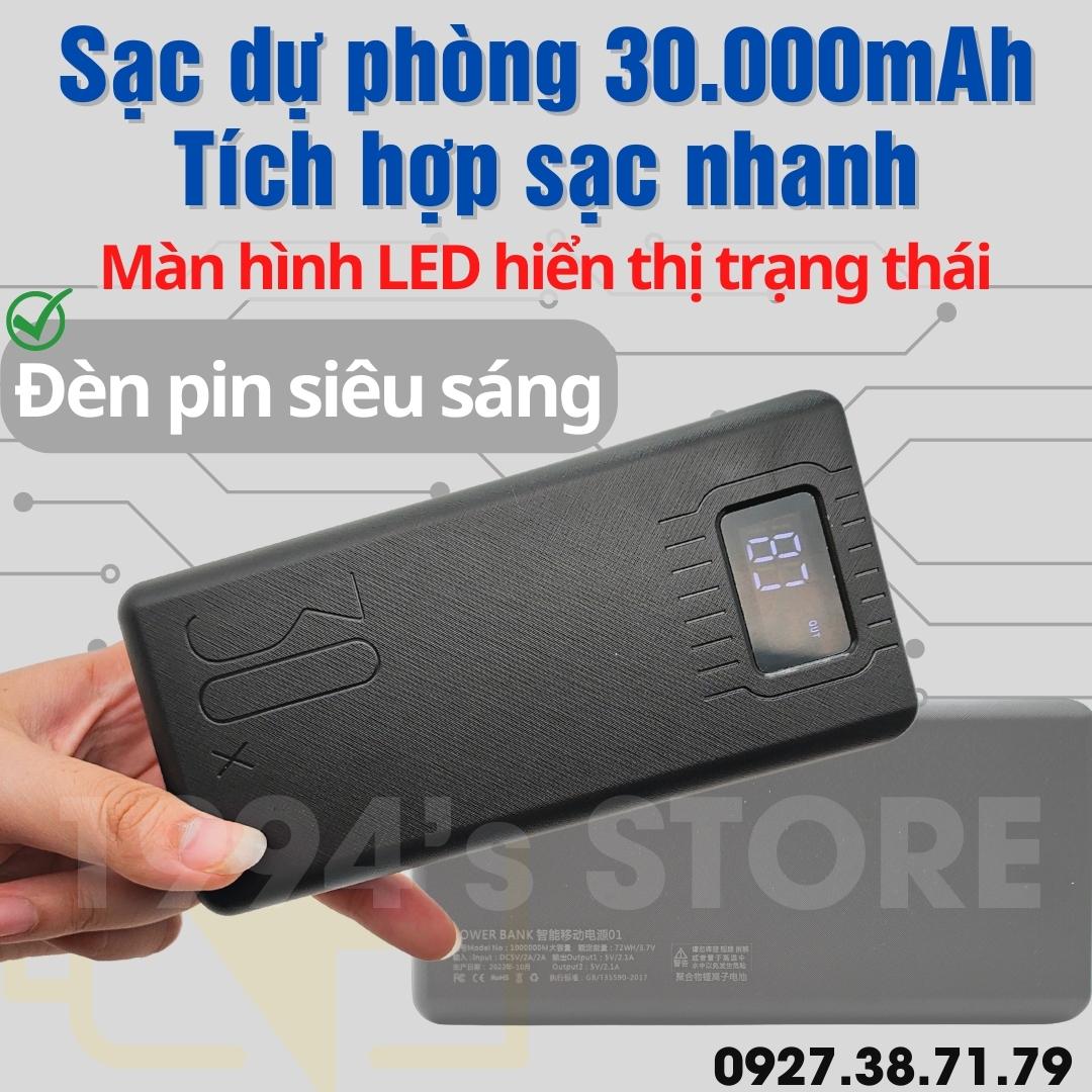 Pin sạc dự phòng 100.000mAh dung lượng cực khủng - Sạc siêu nhanh 66W - Tích hợp 4 dây sạc - Sạc cùng lúc 6 thiết bị - Đèn pin chiếu sáng