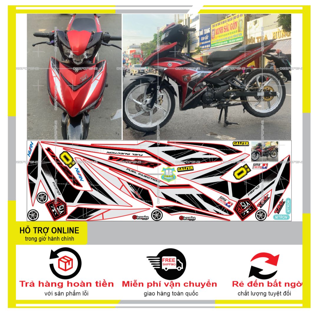 Tem rời exciter 150 y15zr dán xe đỏ