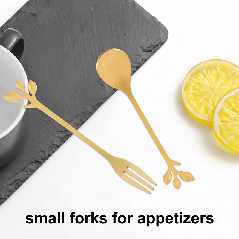 Dessert Spoon and Fork Set Cake Fork Coffee Spoon Creative Fruit Fork Stainless Steel
