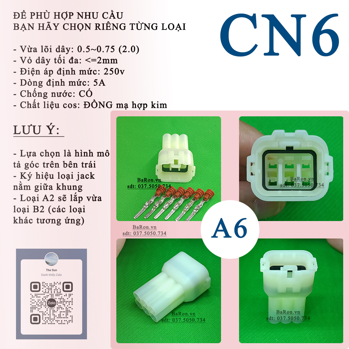Jack cảm biến va chạm xe, jack đèn trần 2/3/4/6pin