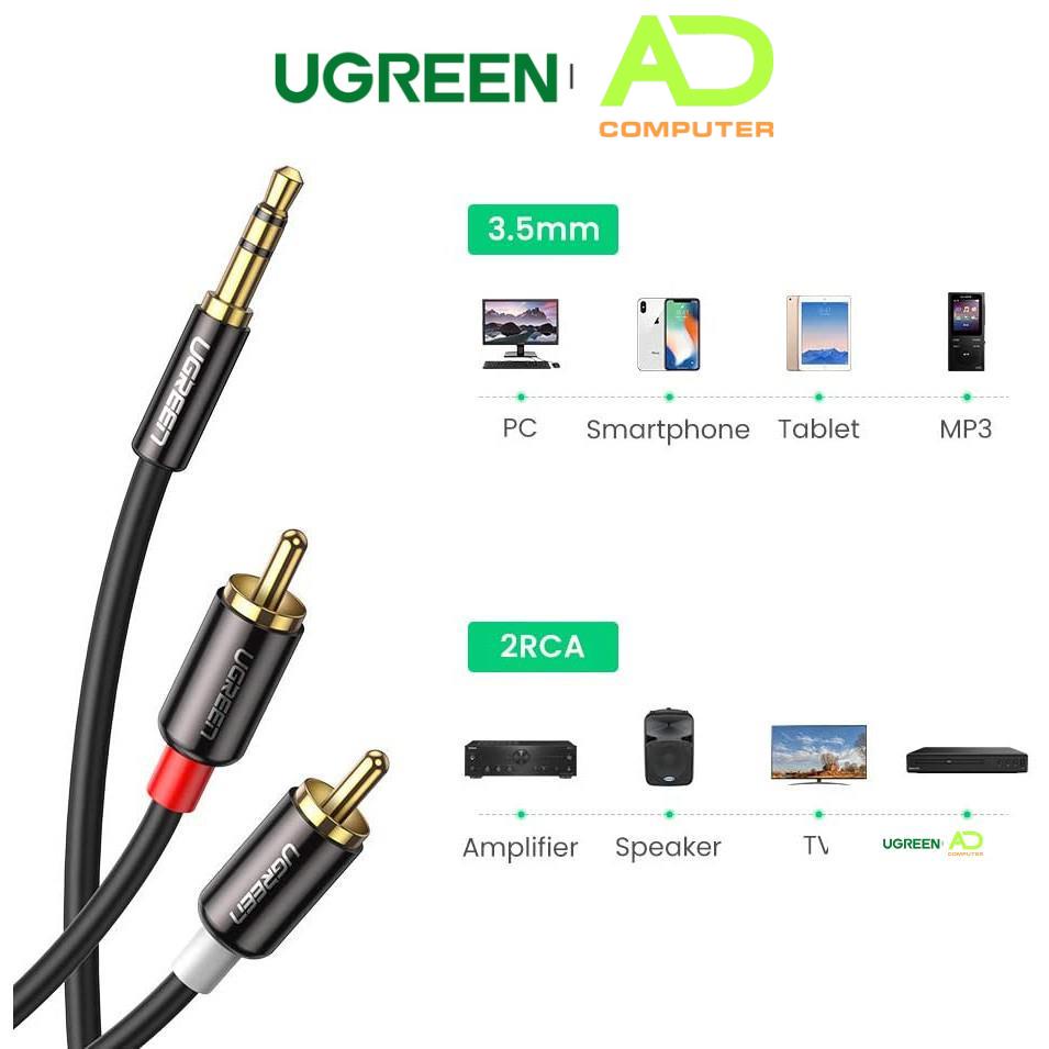 Dây Audio 3.5mm ra 2 đầu RCA Hoa sen UGREEN AV116