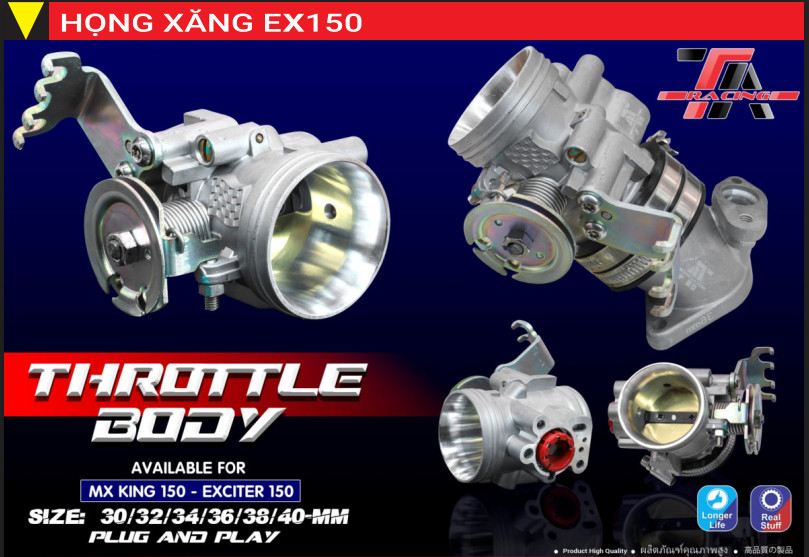 HỌNG XĂNG FI  TA RACING EX150 EXCITER MẪU TRẮNG LZD-01