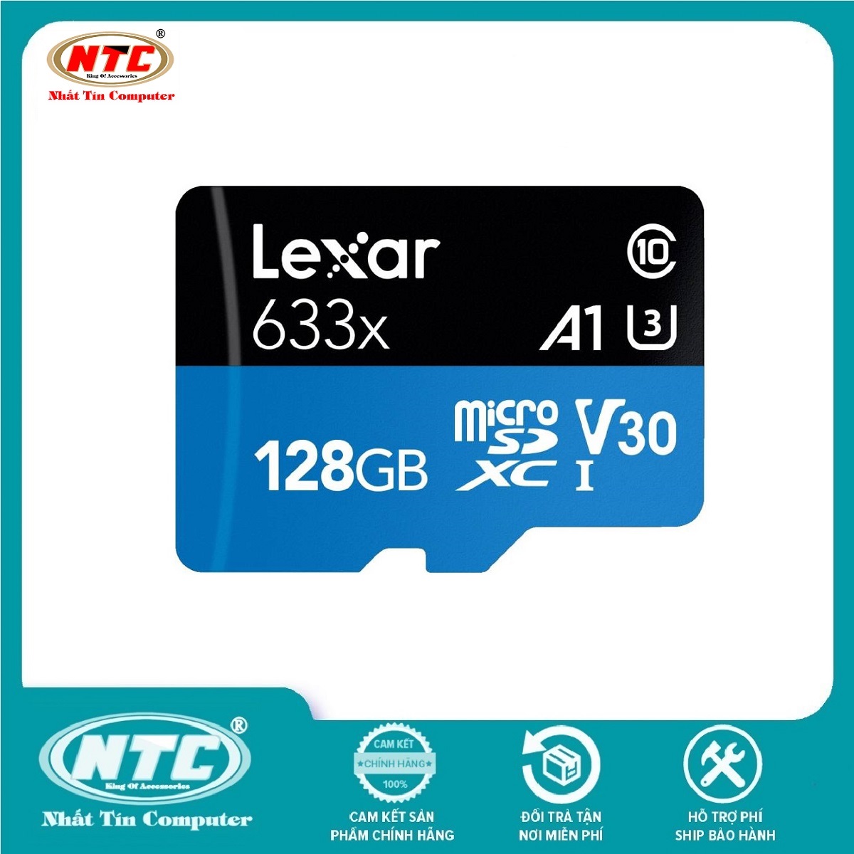 Thẻ nhớ MicroSDXC Lexar 128GB 633x A1 V30 U3 4K 95MB/s - Không Box (Xanh) - Nhất Tín Computer