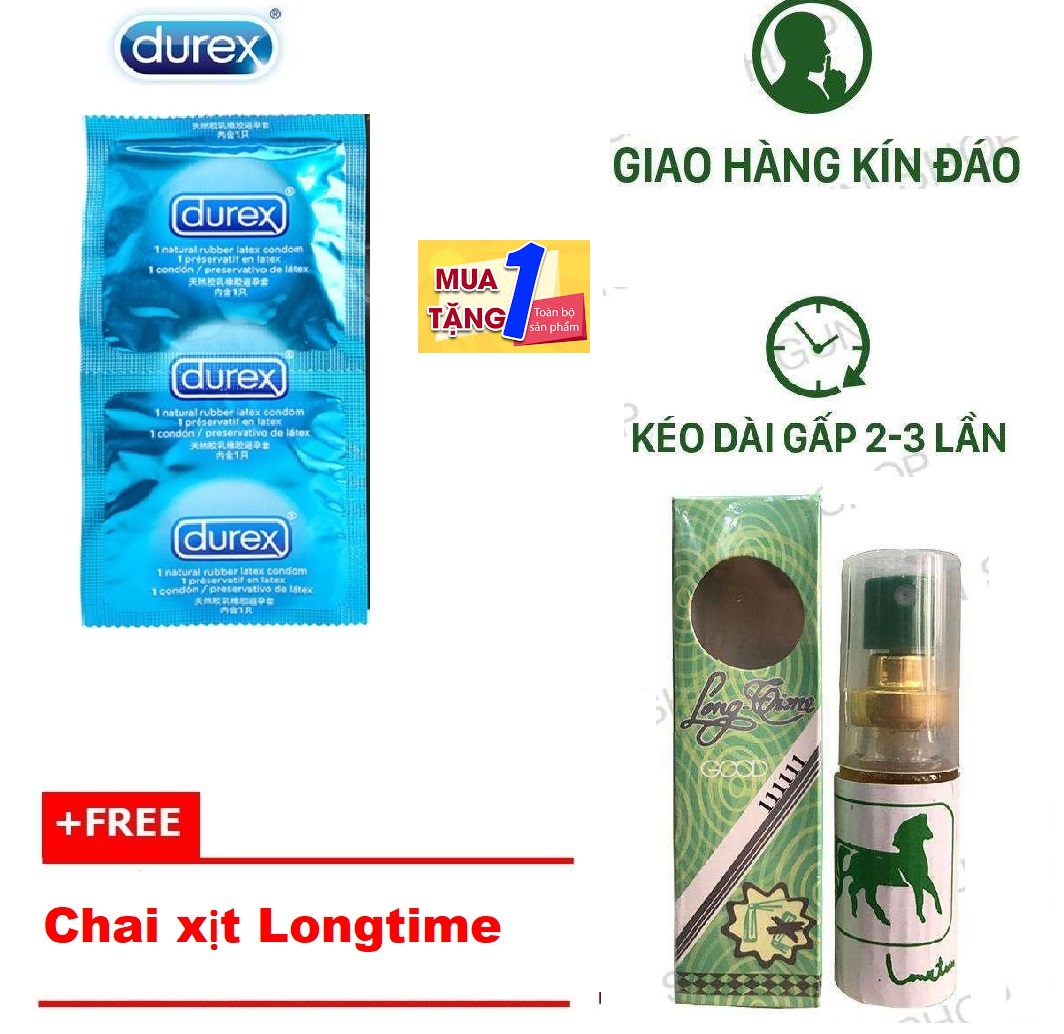 [HCM]Mua 2 Chiếc Bao Cao Su Durex Kingtex Tặng 1 Chai Xịt Longtime Kéo Dài Thời Gian - Che tên sp khi giao hàng