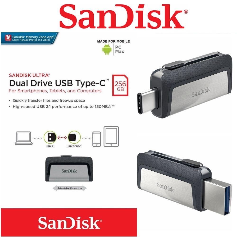 USB OTG Sandisk Ultra Dual Type-C 3.1 256GB 150MB/s (Bạc) - Nhất Tín Computer