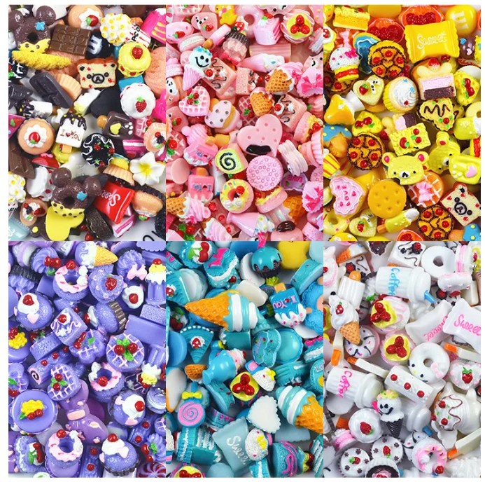 Charm Slime Mô hình Set 100 bánh ngọt nhiều màu