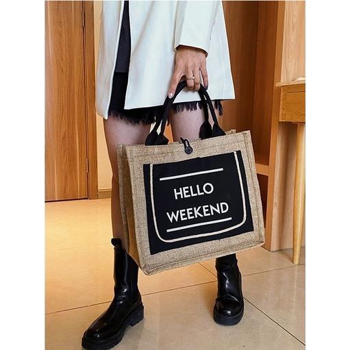 Túi cói hello weekend