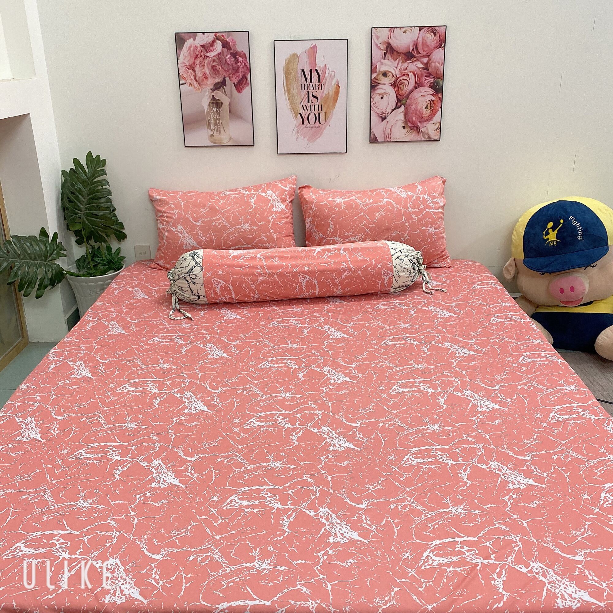 Bộ drap thun Hàn Quốc (4 món) mẫu vân đá