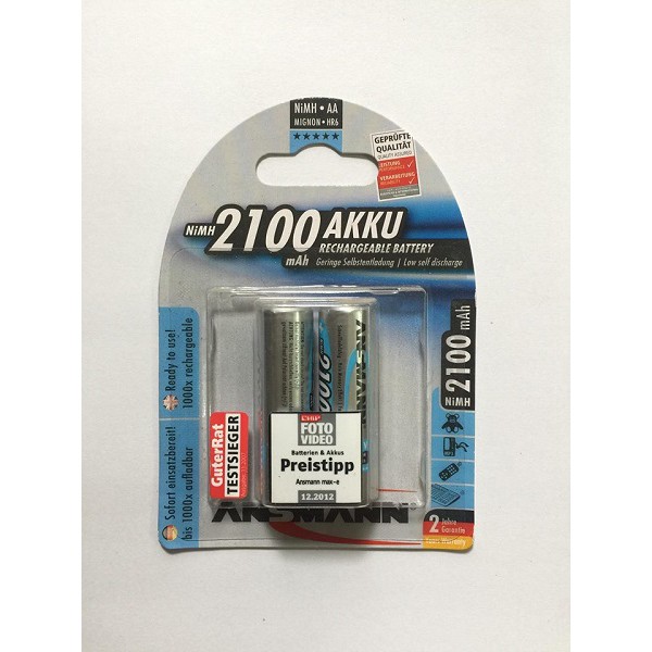 1 vỉ pin sạc aa Ansmann 2100mAh (1 vỉ 2 viên) cao cấp
