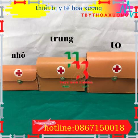 Túi cứu thương y tế chữ thập nhỏ 23x12x8 - màu da bò
