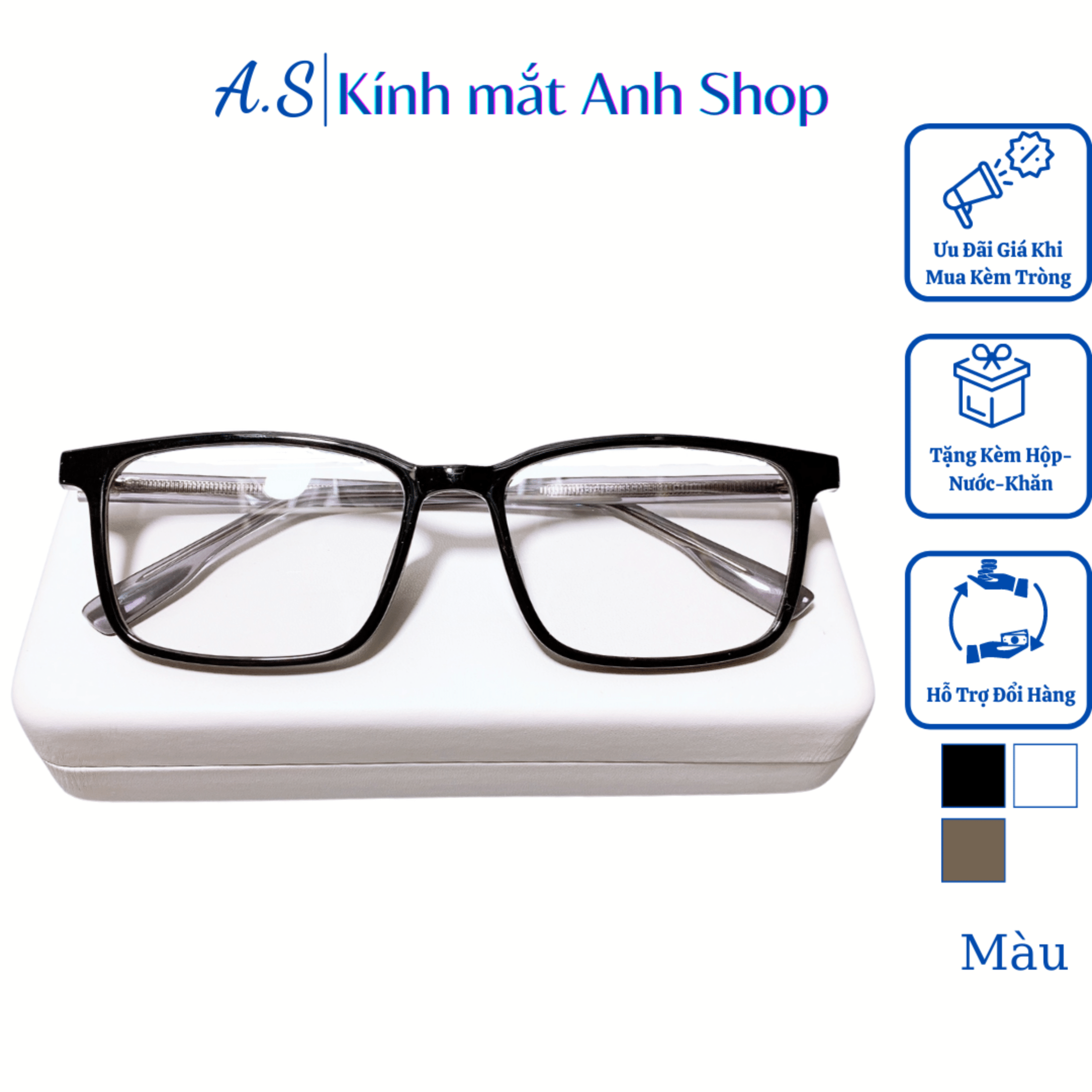[3-5/8 Hoàn Tiền 25%] Kính vuông to thời trang nam nữ  17166A