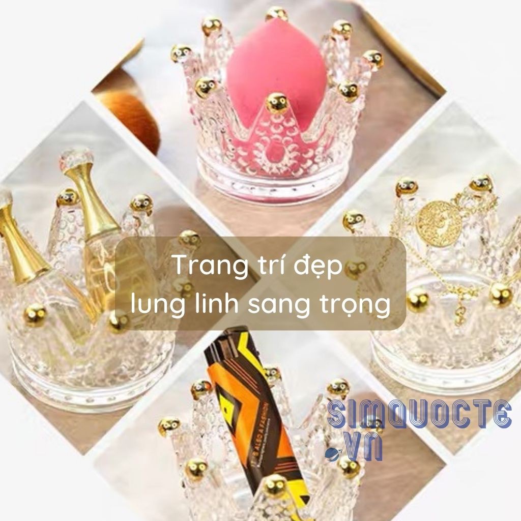 Chân nến thuỷ tinh hình vương miện