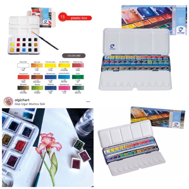 Set Màu Nước Nén Vangogh Hãng Royal Talens 15 24 36 Màu