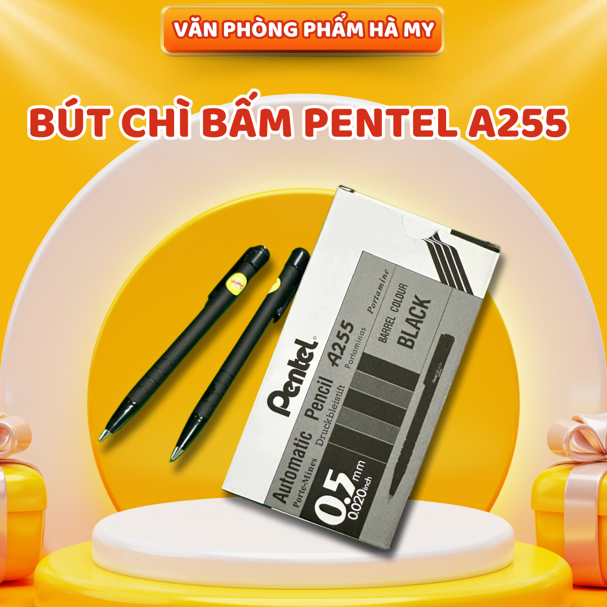 Bút chì bấm Pentel A255 Ngòi 0.5mm thiết kế rất sang trọng và tinh tế