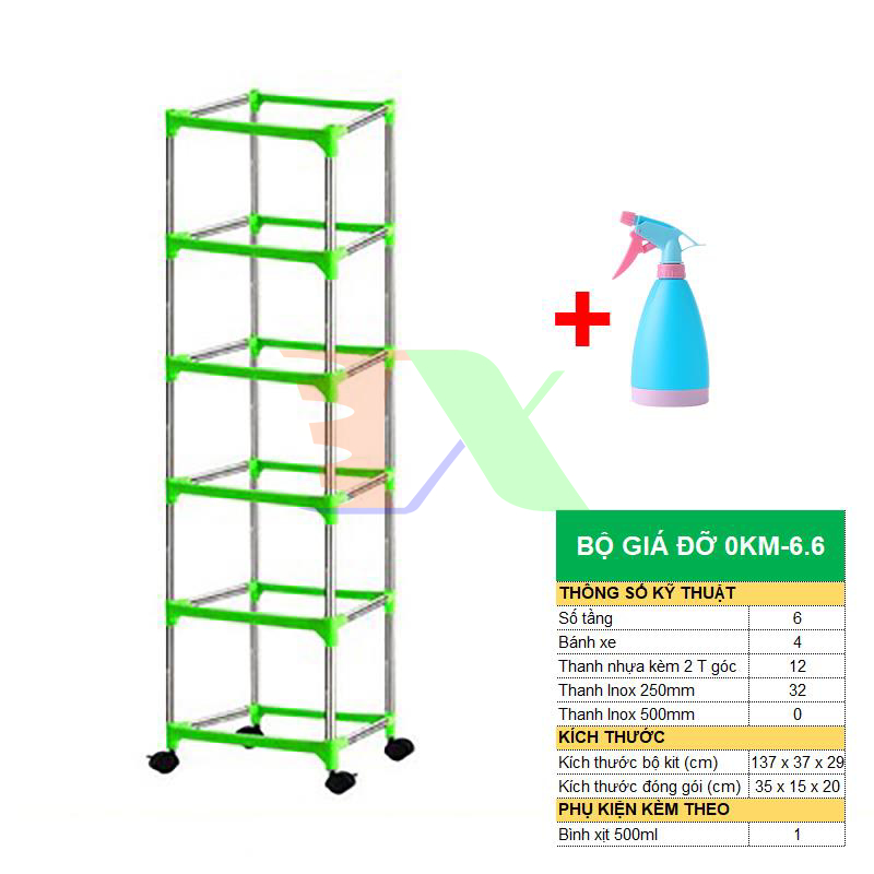 Bộ khung giá Khay trồng rau mầm thủy canh 0KM , Gồm Giá đỡ, Bình xịt