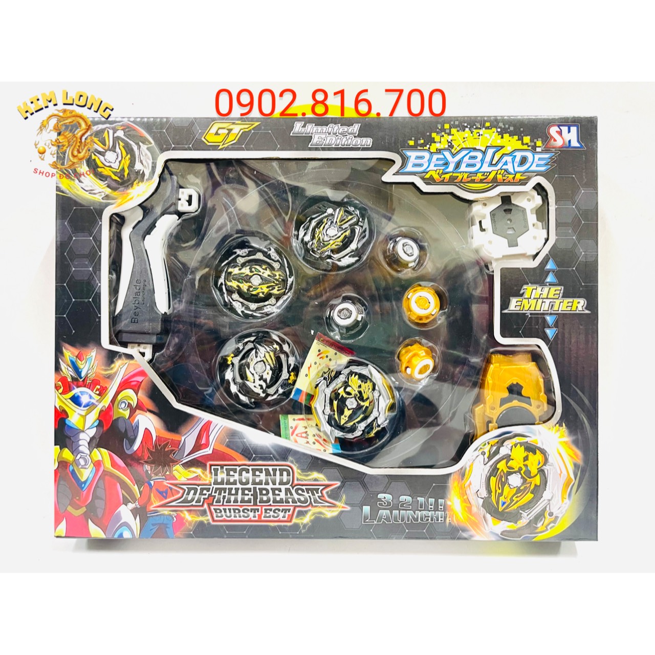 Bộ 4 con quay beyblade vòng xoay thần tốc siêu mạnh có tay cầm và sàn đấu lớn 3366