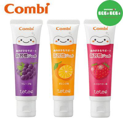 [HCM]Kem đánh răng Combi (Vị Cam - Nho - Dâu) Nhật Bản