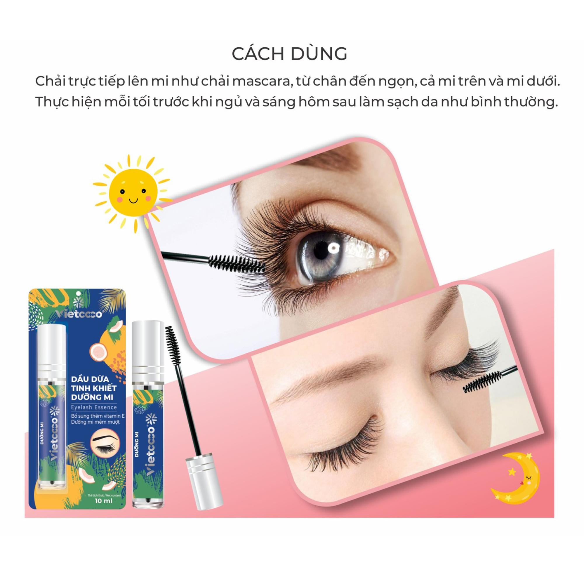Dầu dừa nguyên chất dưỡng mi Vietcoco - Chai 10ml